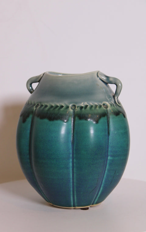 Turquoise Melon Studio Pottery Vase