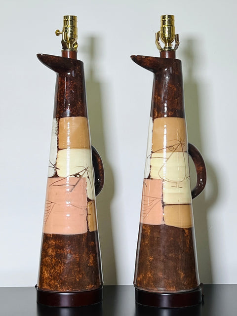 “Edmund Ronaky” Jaru Pottery California Table Lamps (Pairs)