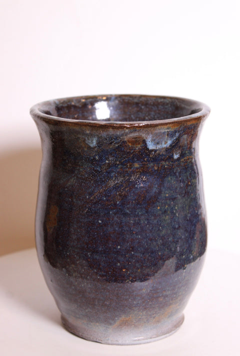 Dark Brown Studio Pottery Vase with Speckled Glaze