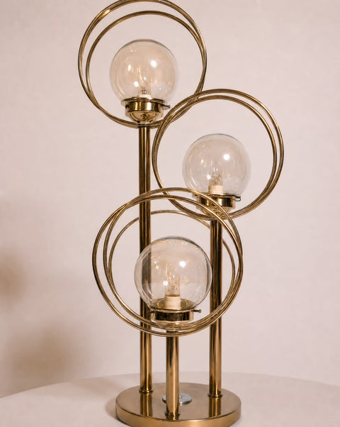 1980s Vintage Brass Orb Lamp