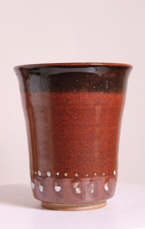 Brown Gradient Flared Studio Pottery Vase