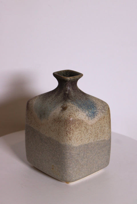 Square Speckled Studio Pottery Bud Vase