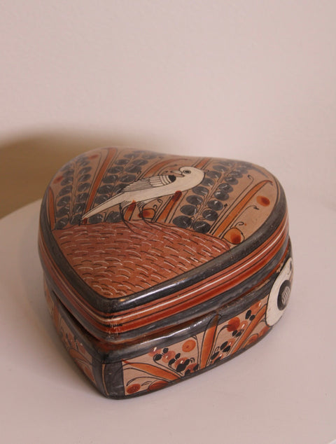 Heart Shaped Bird Painted Box
