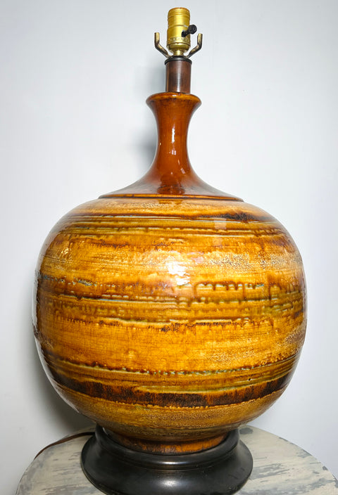 Orange MCM Large Bulbous Drip Table Lamp