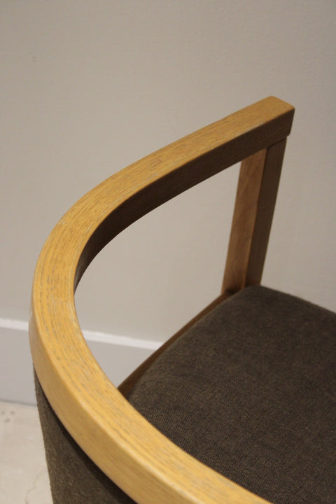 Vintage Danish Modern Oak Barrel Back Chairs | Scandinavian Lounge Armchairs Pair