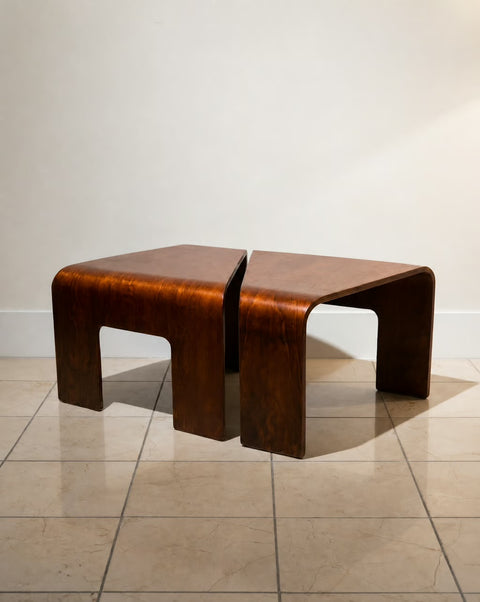 “Ekornes Stressless” Pair Mid Century Bentwood Side Tables
