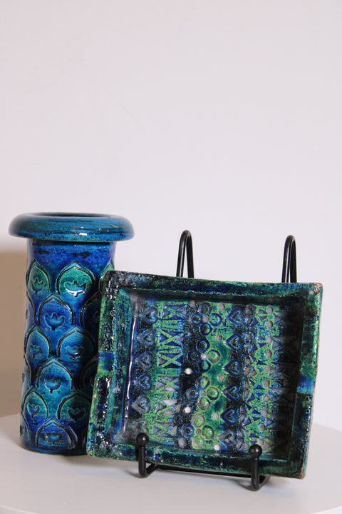 Vintage Bitossi Rimini Blu Cylinder Vase | Italian Pottery