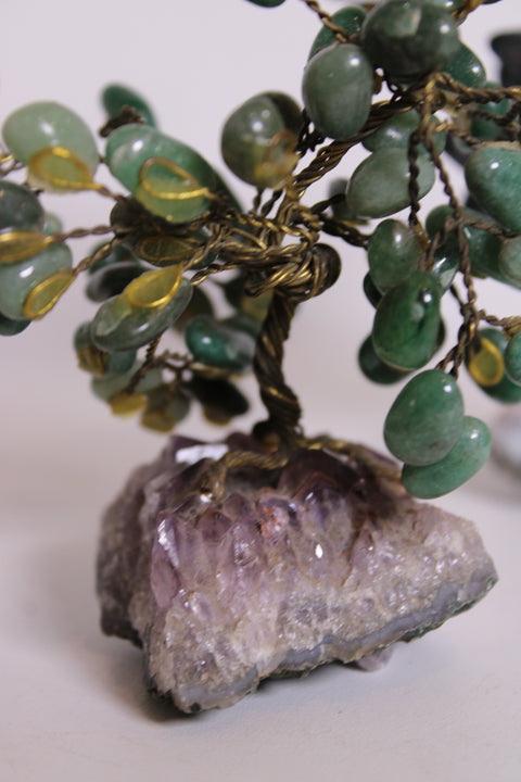 Pair of Gemstone Bonsai Trees on Amethyst Bases