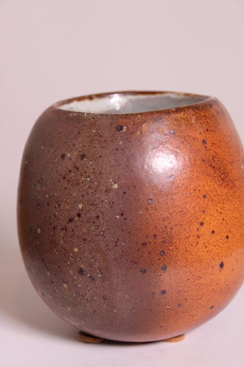 Speckled Orange Round Studio Pottery Cup