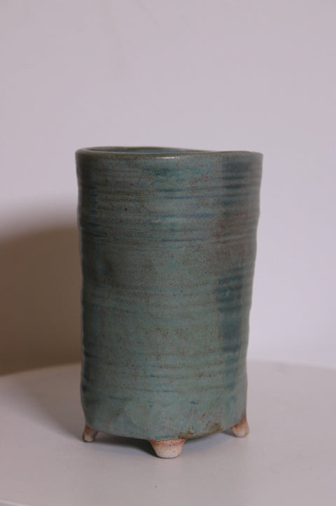 Signed Studio Pottery Footed Vase | Handmade Ceramic Planter