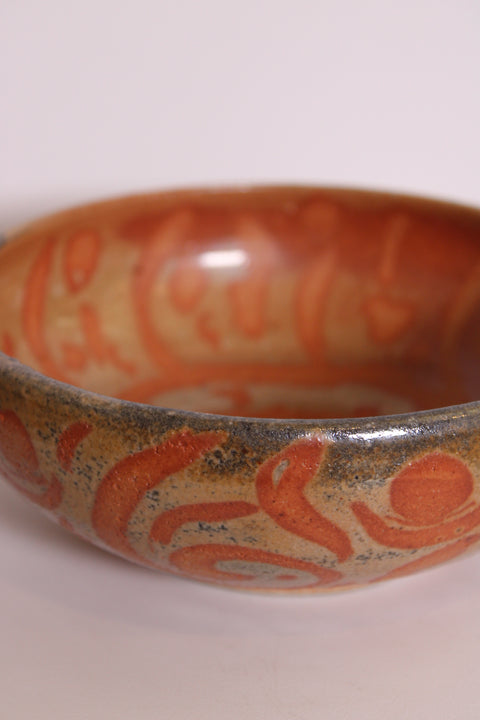 Primitive Carved Ceramic  Decorative Bowl