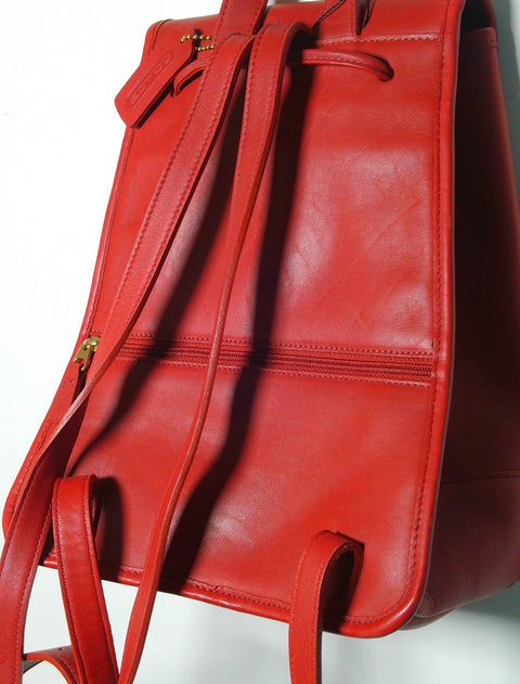 Pre Owned Coach Red Leather Mini Backpack | Gold Turn Lock Closure | Minimal Structured (Vintage)