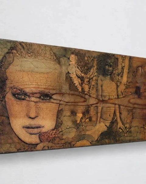 Surrealist Portrait Decorative Panel in Sepia Tones