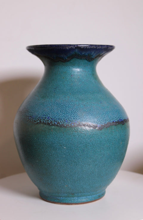 Turquoise and Cobalt Studio Pottery Vase