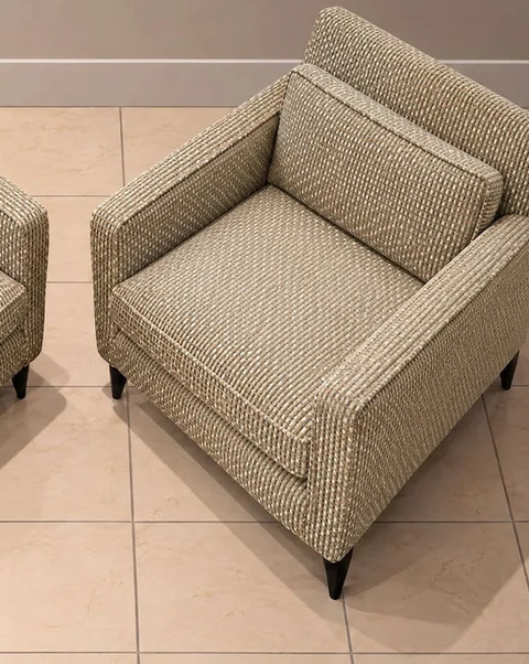 Vintage Reupholstered Geometric Armchairs – Pair