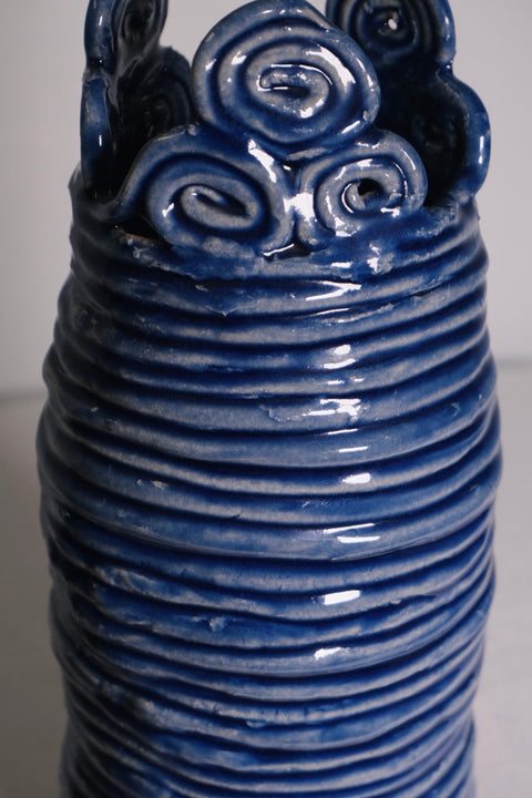 Blue Tall Studio Coil Pot