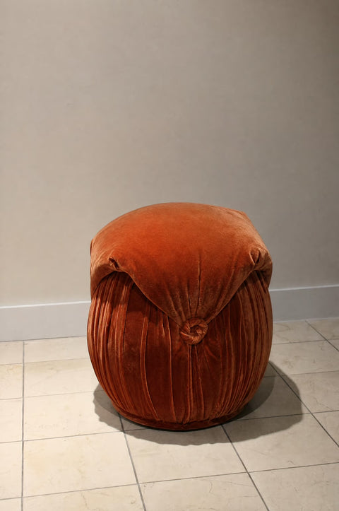 Vintage Newly Reupholstered Mohair Tiered Pouf Footstools