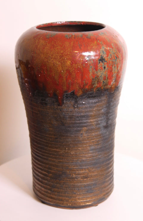 Tall Oxblood Studio Pottery Vase