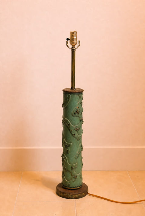Antique Wallpaper Printing Roller Lamp – Green Painted Relief