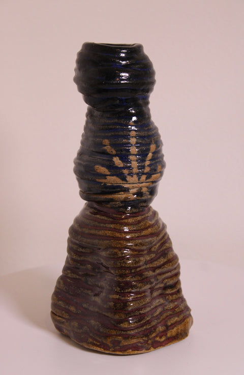 Sculptural Ribbed Studio Pottery Vessel