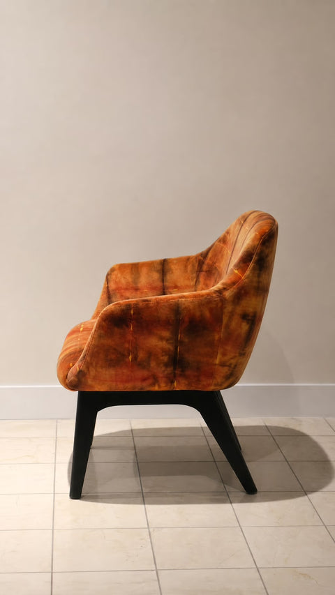 Rust Orange Hand Dyed Accent Vintage Mcm Chair