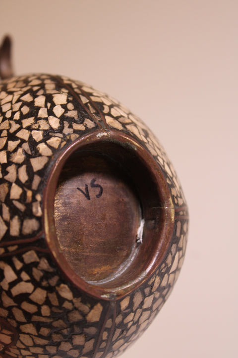 Vintage Brass & Paper Mache Boat Vessel, Kashmir, India
