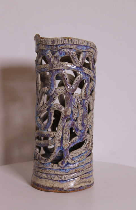 Organic Lattice Openwork Ceramic Vessel