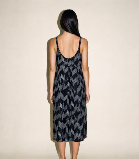 Vintage Black Geometric Print Slip Dress — product detail
