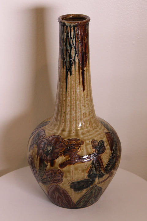 Long Floral Studio Pottery Bottle
