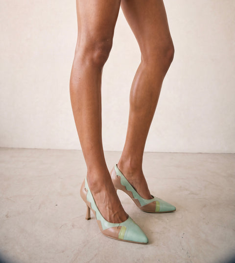 Audrey Brooke Mint Colorblock Heels