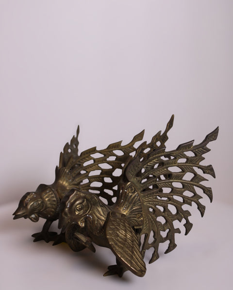 Pair of Pierced Brass Bird Sculptures