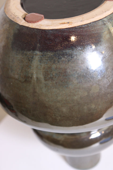 Iridescent Studio Pottery Double Gourd Vase