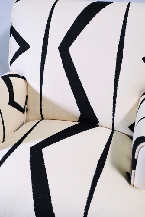 Vintage 1950s Black and White Tribal Swivel Club Chair