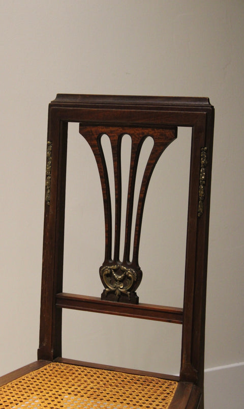 Vintage Empire Style Lyre Back Cane Dining Chairs (Set of 4)