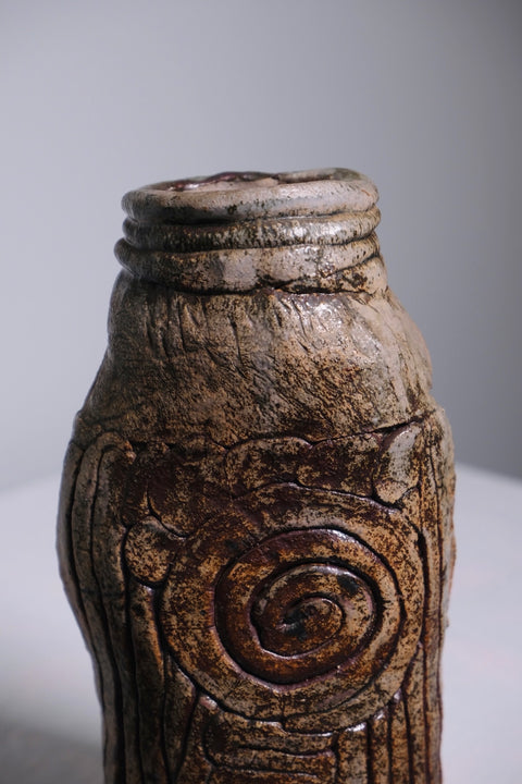 Brutalist Brown Coil MCM Vase
