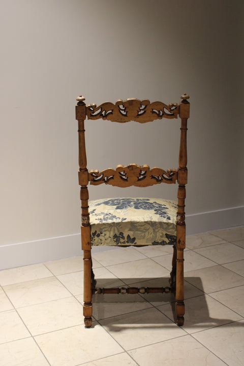 Set of 4 Antique Ornately Carved Floral Upholstered Chair