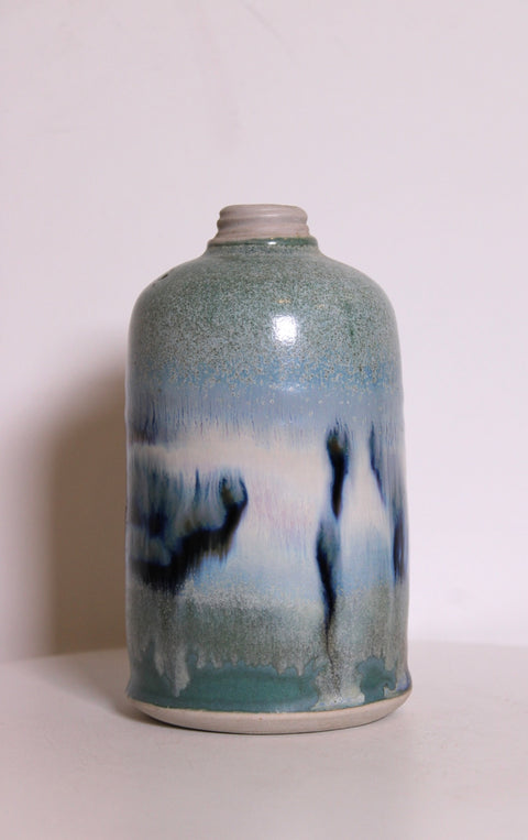 Signed Crystalline Drip Glaze Studio Pottery Bottle Vase