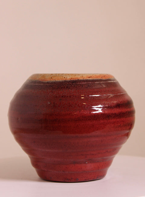 Signed Studio Pottery Bowl Deep Red Glaze