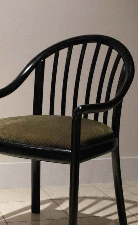 Vintage Black Bentwood Barrel-Back Armchair (6)