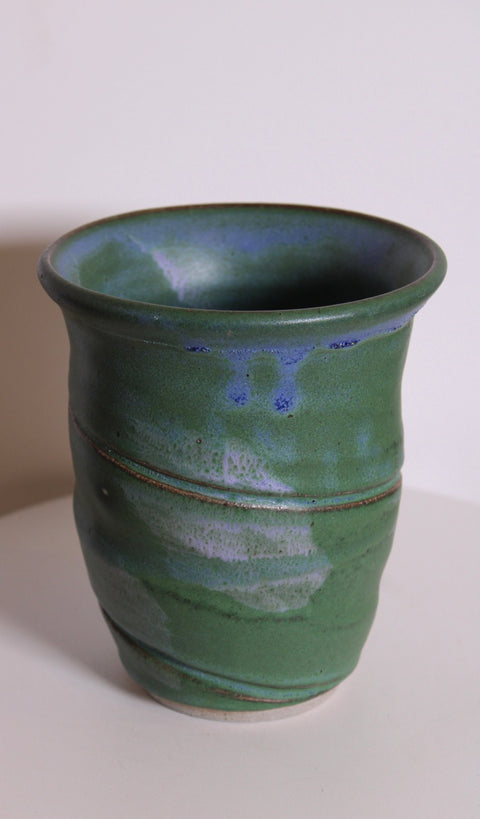 Signed Green Studio Pottery Tumbler | Hand-Thrown Ceramic Cup