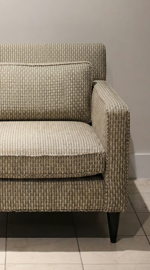 Square Reupholstered vintage Arm Chairs