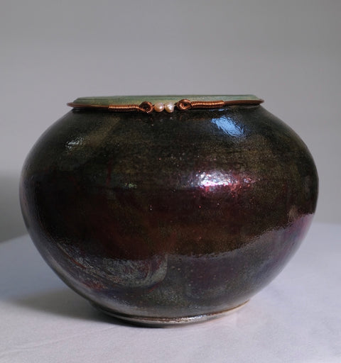 Vintage “Curtis Scott” Multicolored Raku Pot