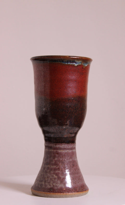 Red Black Speckled Stemmed Goblet