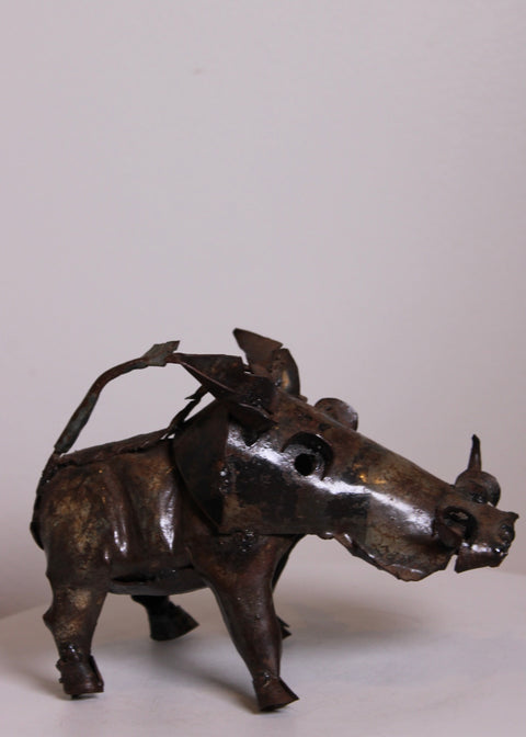 Brutalist Metal Boar Sculpture