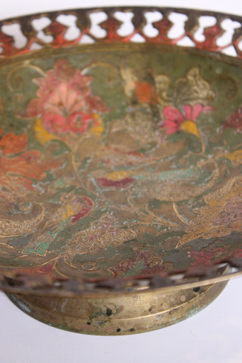Large Pierced Brass Floral Tray