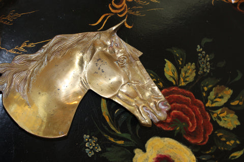 Vintage Brass Horse Head Catchall / Business Card Holder