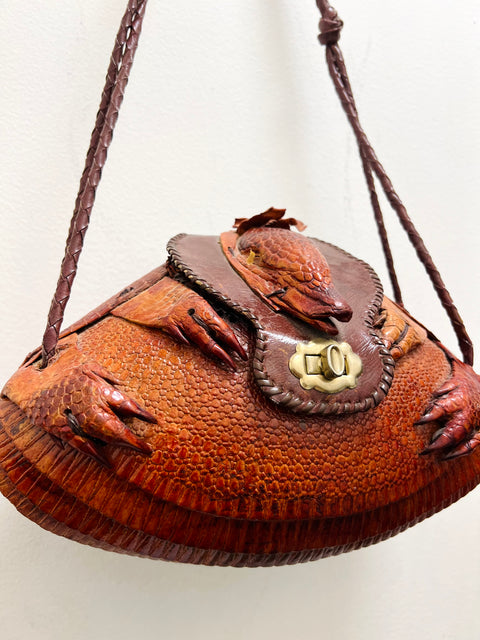 Armadillo Shell Shoulder Bag with Braided Strap