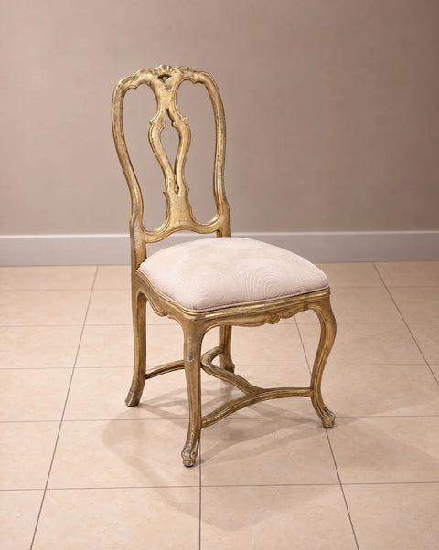 Vintage Drexel Gilt Lily Glass-Top Dining Table and Four Chairs
