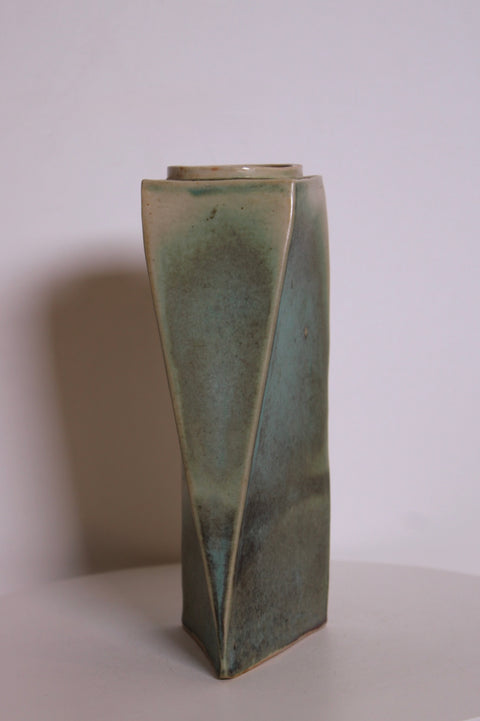 Angular Green Studio Pottery Vase