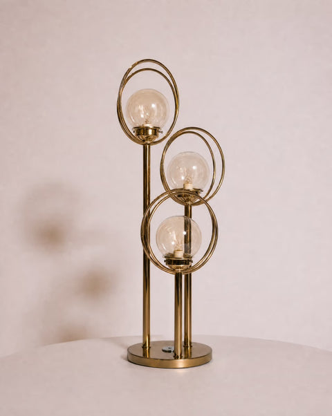 1980s Vintage Brass Orb Lamp